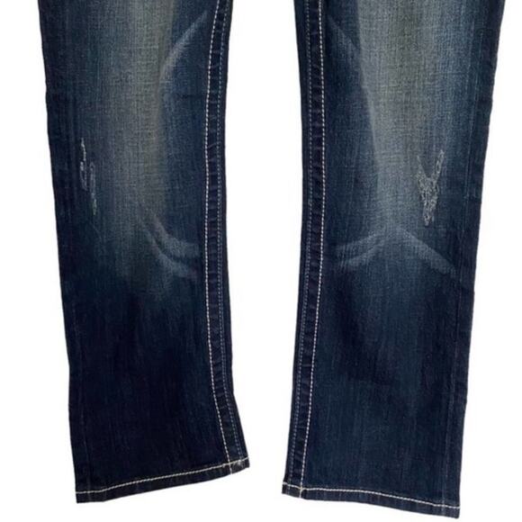 MISS ME Boyfriend Capri Jeans Blingy Dark Wash Thick Stitch Size 27 New with Tag - Picture 3 of 12